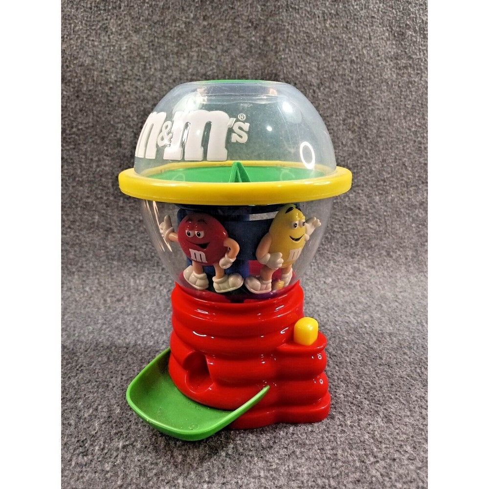 M&M's Fun Machine Spinning Candy Dispenser Red & Yellow 2002 Vintage Functional